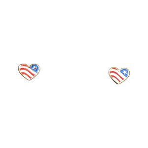 Small American Flag Heart (Red, White, Blue) Stud Earrings New without Tags NWOT